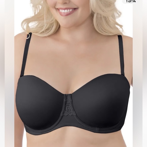 NWT VANITY FAIR 74380 Beauty Back Strapless Underwire Bra Women’s Black Size 34B - Picture 4 of 16